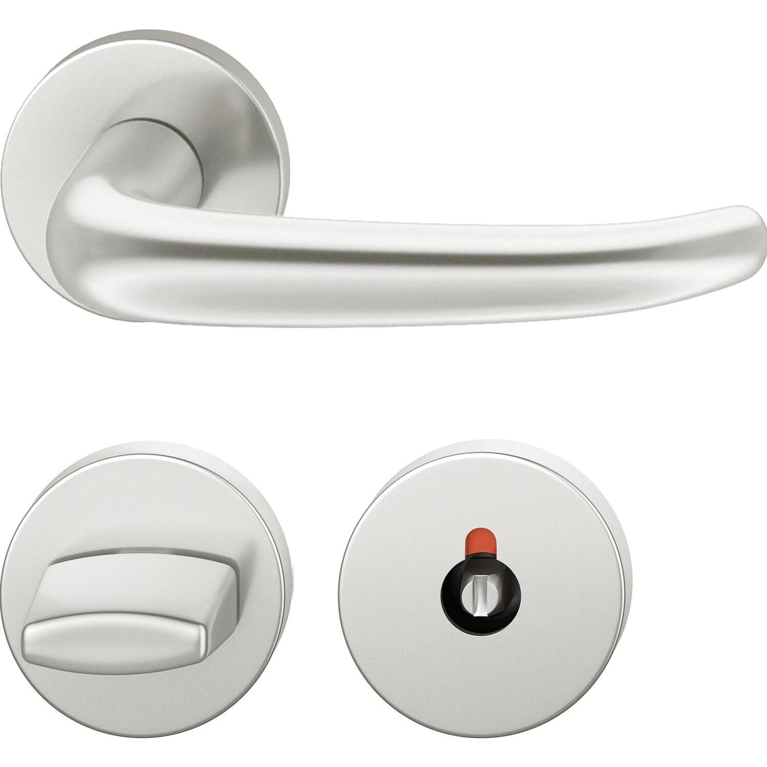 FSB, Türgriff + Fenstergriff, Objekt Drückergarnitur 72 1023 AGL auf Rosette WC, silber eloxiert (Türgarnitur)