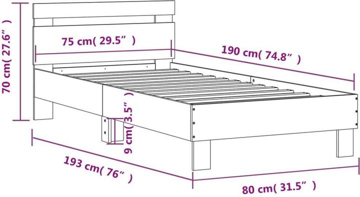 Image du produit vidaXL Bettgestell (75 x 190 cm)