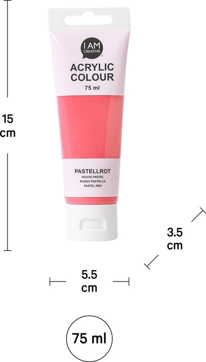 Produktbild I Am Creative Basic Acryl, Acrylfarbe auf Wasserbasis, 75 ml (Pastellrot, 75 ml)