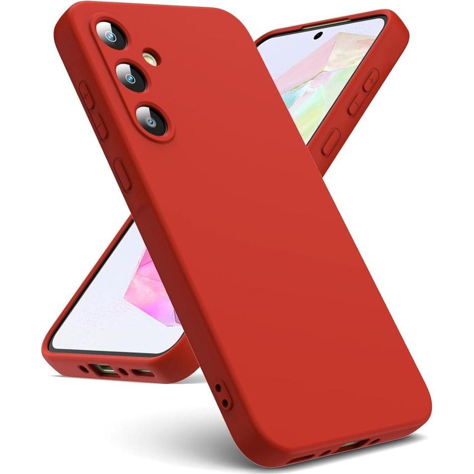 Screenguard Samsung Galaxy A35 5G Liquid Silicone Case Hülle (Samsung Galaxy A35), Smartphone Hülle, Rot