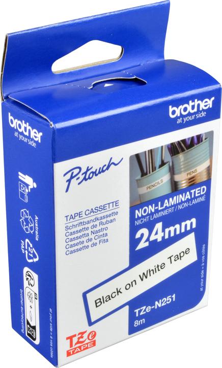 Produktbild Brother TZeN251 unlaminiertes Klebeband (2.40 cm, Weiss)