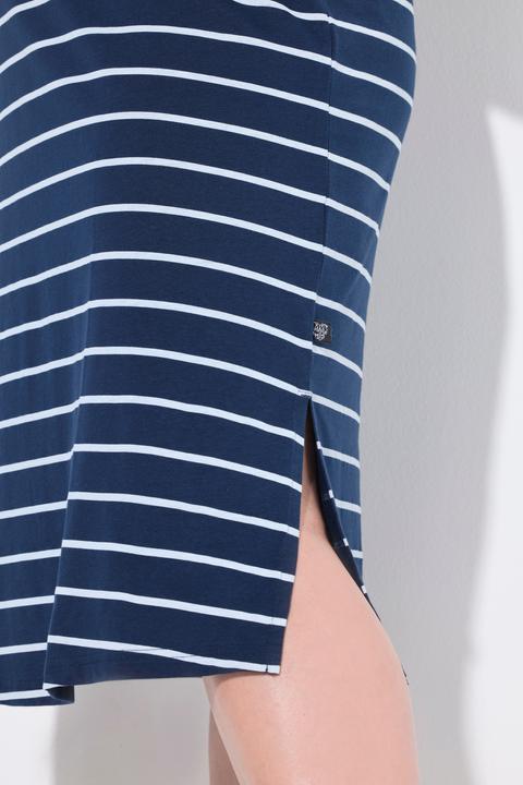 Immagine prodotto Ulla Popken Camicia da notte a righe con taglio smanicato, ricami e scollo a girocollo (42, 44)