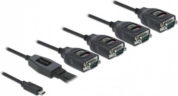 Actual product image Delock USB Type-C™ to 4 x Serial RS-232 DB9 adapter with 15 kV ESD protection (0.72 m, VGA)