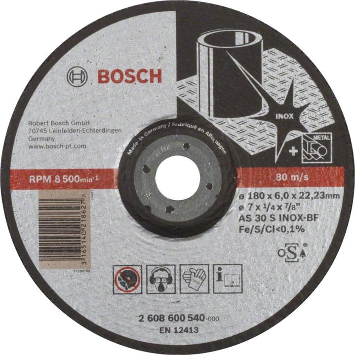 Bosch Professional Zubehör PRO Stainless Steel Schruppscheibe, 180 x 6 x 22,23 mm