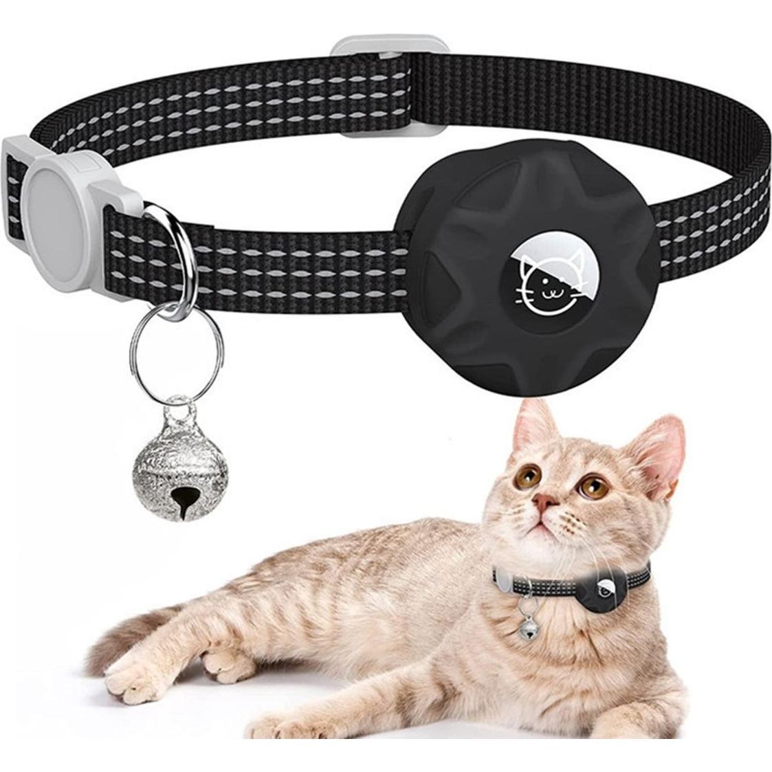König Design Katzenhalsband für Apple Airtag Hunde Reflektierend Hundehalsband Hülle Silikon, Tracker Zubehör, Schwarz