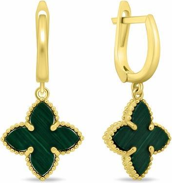 Image du produit Brilio Silver - Gold Plated Flower Dangle Earrings EA1158YG