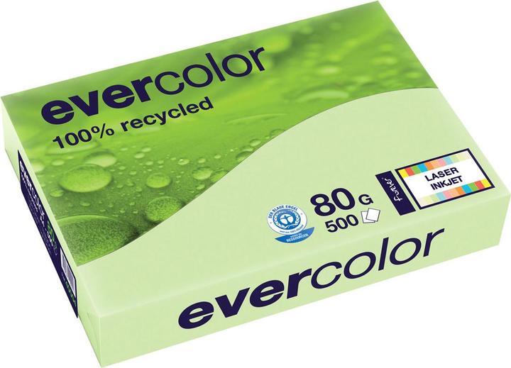 Immagine prodotto Clairefontaine Carta riciclata Evercolor verde chiaro DIN A4 80 g/mq 500 fogli (A4, 500 lamelle, 80 g/m²)