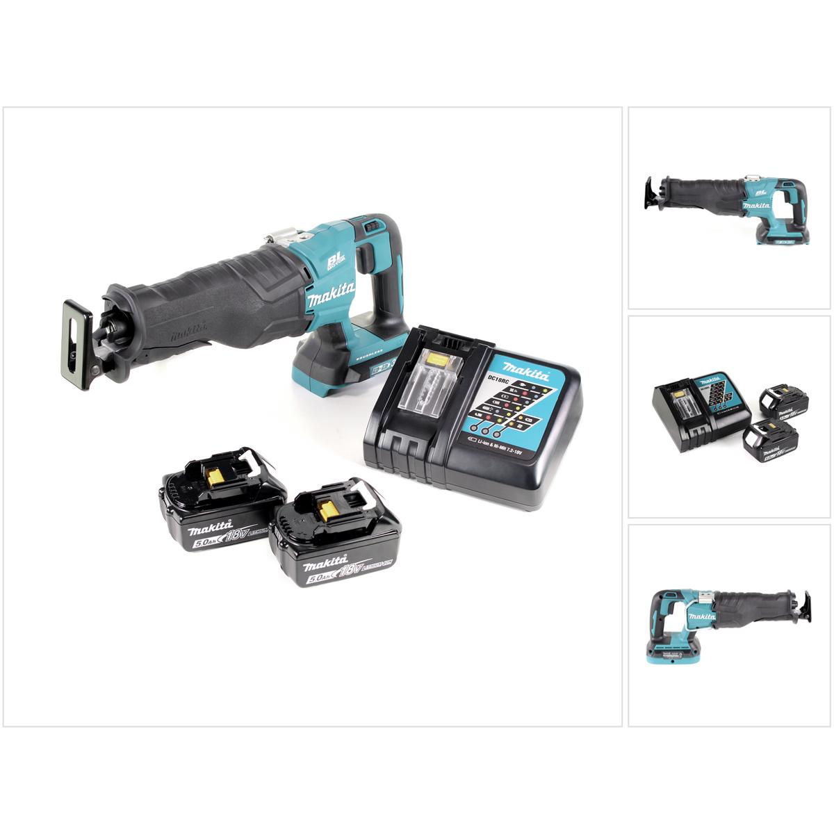 Makita, Säbelsäge, DJR 360 RT Akku Reciprosäge 36V ( 2x18V ) Brushless Säbelsäge + 2x 5,0 Ah Akku + Ladegerät