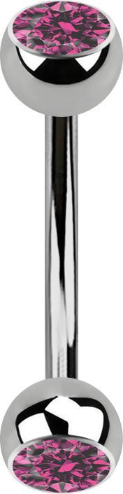 Actual product image Star Piercing Banane silber mit zwei Kugeln Kristall pink (without brass, Titanium)