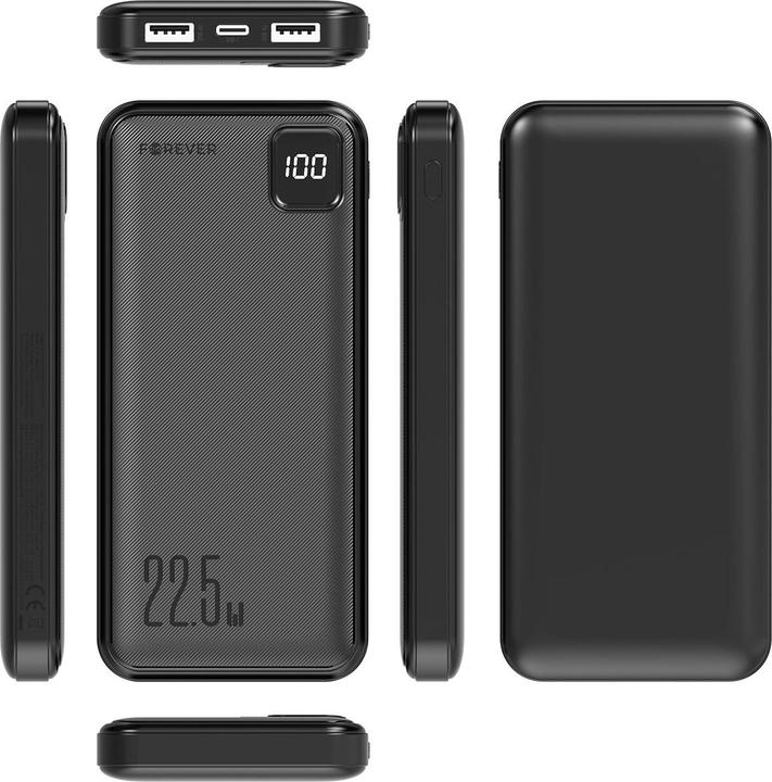 Actual product image Forever power bank TB-300M PD QC 22,5W 10000 mAh black (10000 mAh, 22.50 W)