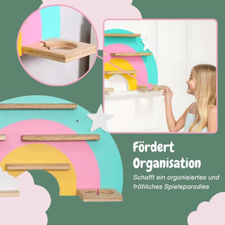 Image du produit Hermex Étagère en bois arc-en-ciel pour Toniebox et figurines sonores Étagère murale Organisateur de jouets