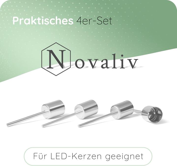 Produktbild Novaliv 8x Stabkerzenhalter silber I Kerzenpick 10 x 2,5 cm Kerzenstecker für Adventskranzdekoration
