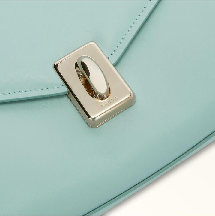 Actual product image Furla meridiana shoulder bag in aquamarine leather