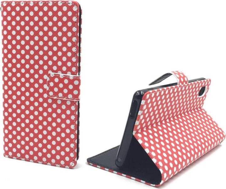 Actual product image König Design Protective Case for Sony Xperia M4 Aqua Polka Dot Red Bag Cover + 1 Armour Protection Glass (Sony Xperia M4 Aqua)