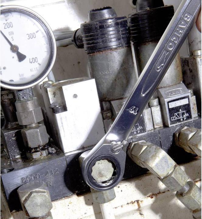 Produktbild Bahco Satz metrische Knarren-Ring-Maulschlüssel - 8-teilig/Kunststoffhalter (19 mm)