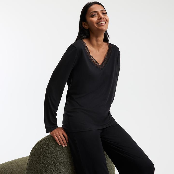 Produktbild Anne Weyburn Pyjama mit langen Ärmeln aus Viskose-Jersey (XXL)