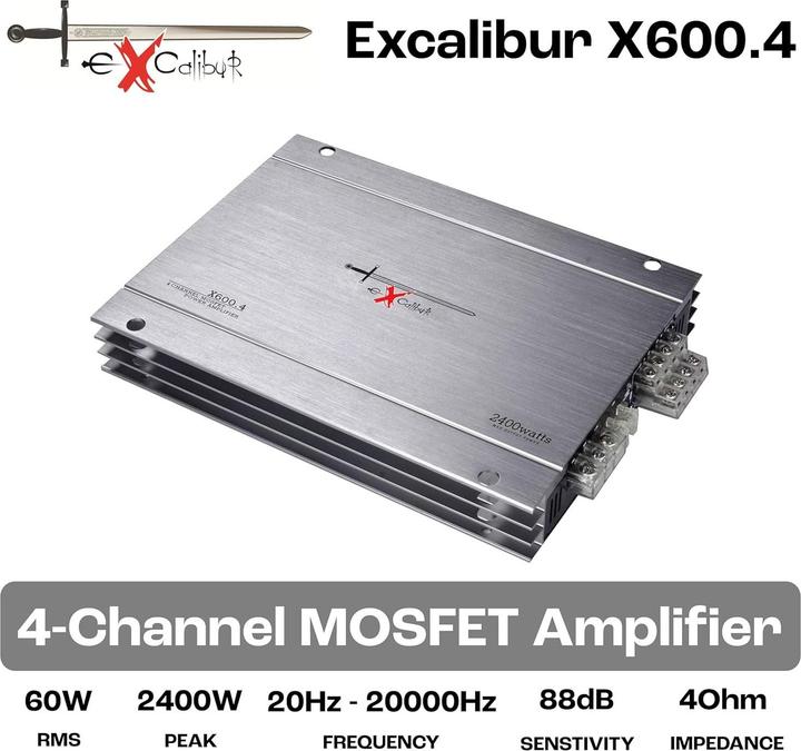 Actual product image Excalibur X600.4 Auto amplifier 4-kanaals (4-channel amplifier)