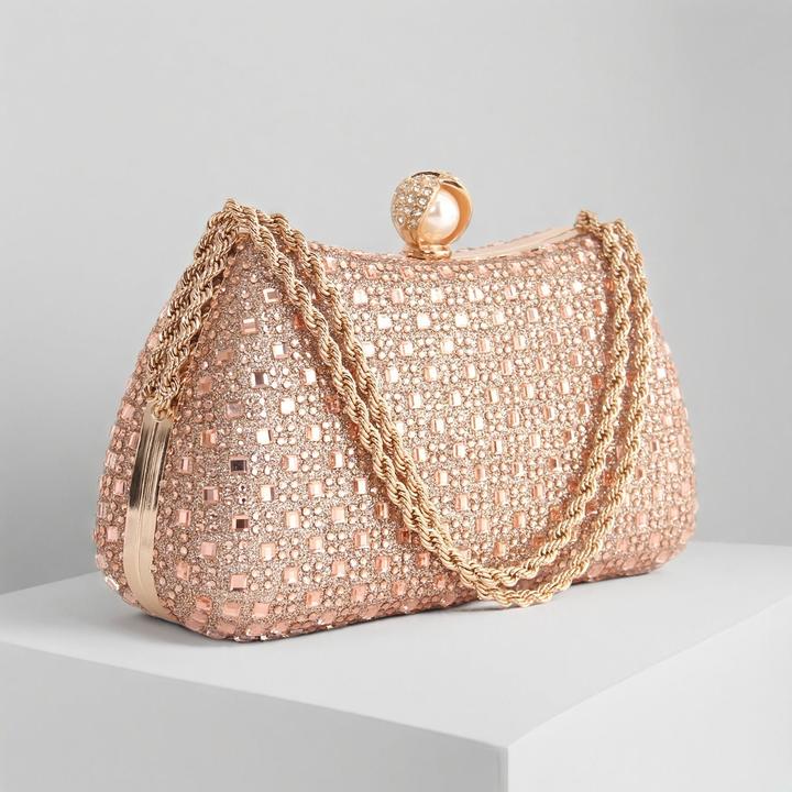Immagine prodotto Only-Bags.Store 1 Stück Elegante Strass-Clutch - Modische Abendtasche mit abnehmbarem Schulterriemen für Hochzeiten