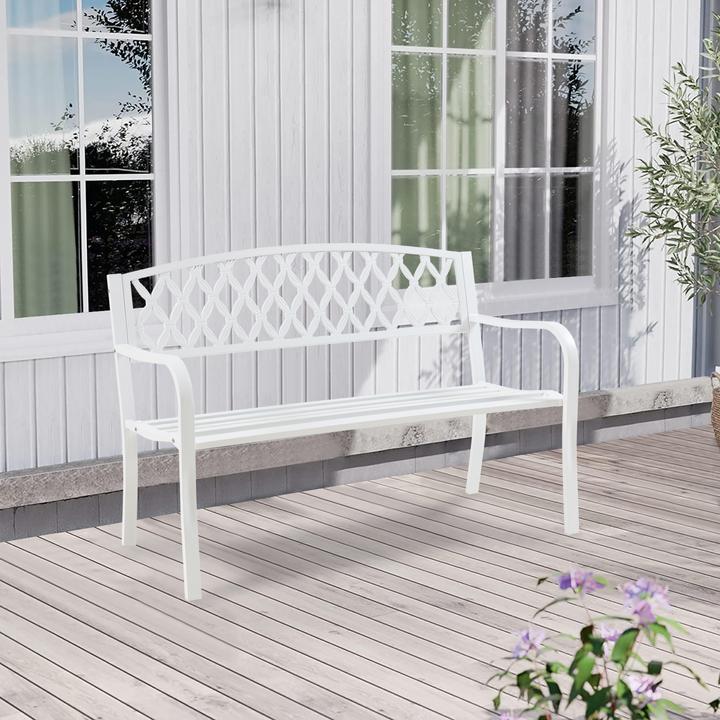 Actual product image Casa.Pro Gartenbank Opsasar Stahl 127x53,5x88 cm Weiss