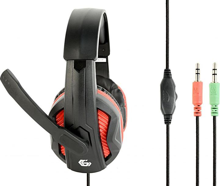 Productafbeelding Gembird GHS-03 Gaming-headset met volumeregeling, mat zwart/rood (Bedraad)