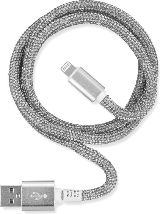 Actual product image Peter Jäckel OHLALA! Glamour 1m USB Data Cable Silver for Type-C with sync and charge function (1 m, USB 3.2 Gen 1)