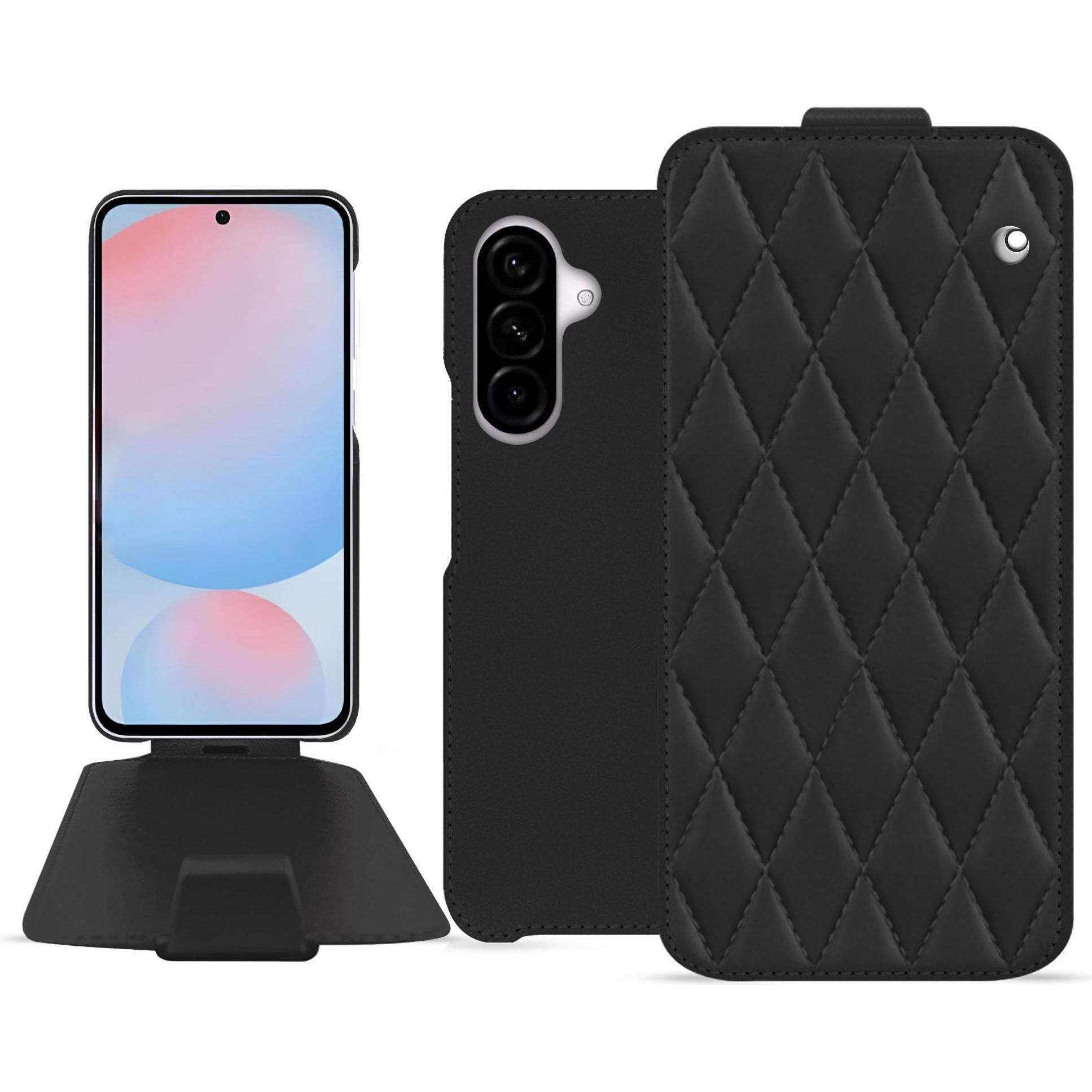 Noreve Lederschutzhülle vertikal (Samsung Galaxy A56), Smartphone Hülle, Schwarz