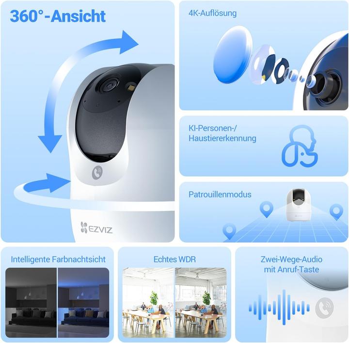 Immagine prodotto EZVIZ 4K Überwachungskamera C6N G1 mit 360° Schwenk & Zoom-Tracking (3840 x 2160 pixel)