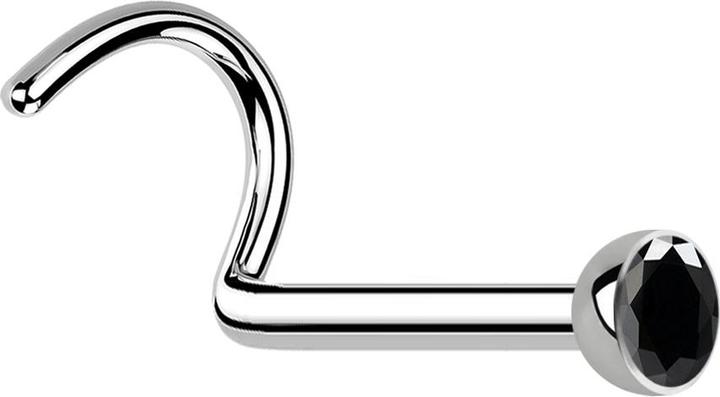 Immagine prodotto Star Piercing Perno nasale curvo in argento con cristallo nero (senza ottone, Acciaio chirurgico 316L)