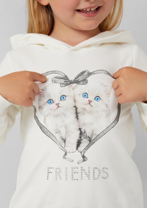 Produktbild s.Oliver Sweatshirt Hoodie mit Frontprint und Schmucksteinen (98)