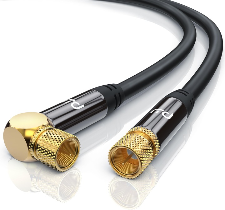 Produktbild Primewire SAT Kabel HDTV 90° gewinkelt - Premium SAT Koaxialkabel - TV Radio DVB-T DVB-C - 4 Fach Schirmung (135 dB, SAT Kabel)