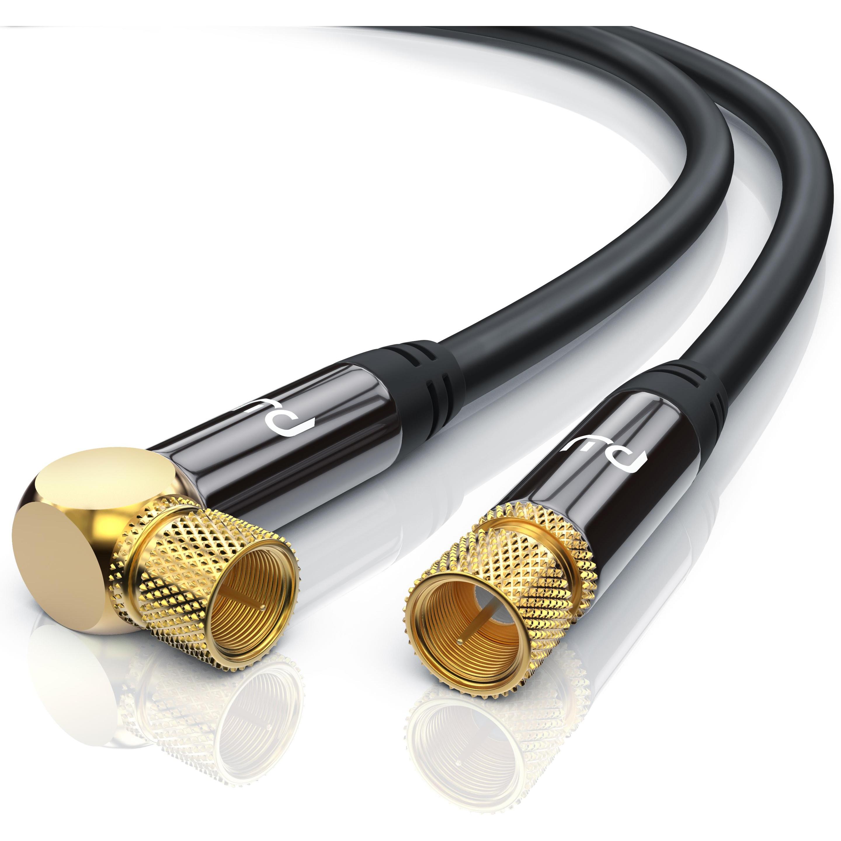 Primewire SAT Kabel HDTV 90° gewinkelt - Premium SAT Koaxialkabel - TV Radio DVB-T DVB-C - 4 Fach Schirmung (135 dB, SAT...