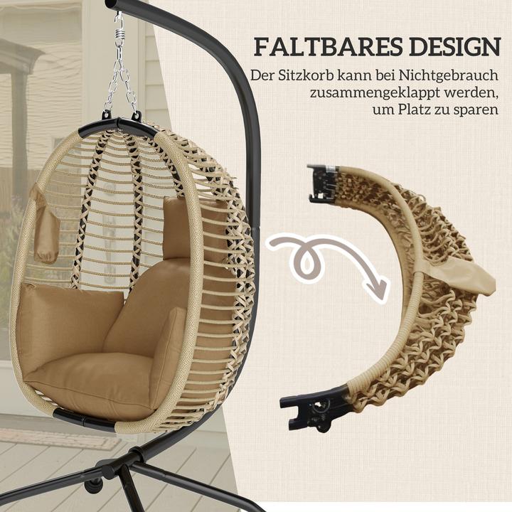 Produktbild Outsunny Hängesessel Stahl, Polyester Grau