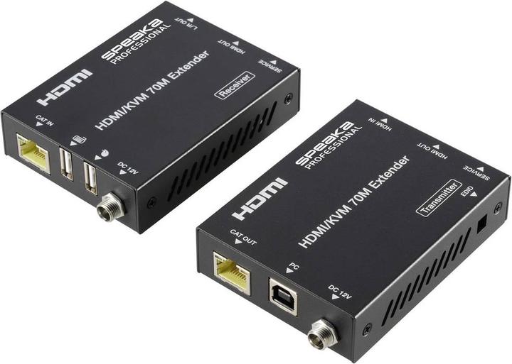 Actual product image SpeaKa Professional SP-11562928 HDMI Extender Set controllable via PC 4096 x 2160 pixels Black (matt)