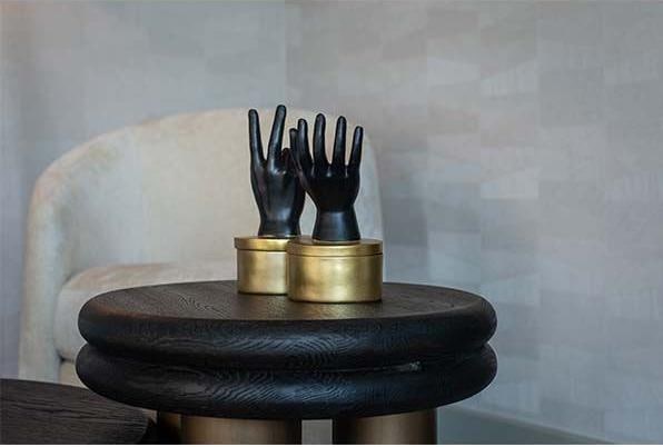 Produktbild Richmond Interiors Beistelltisch Macaron schwarz gold gebürstet 50 (50 x 55 cm)