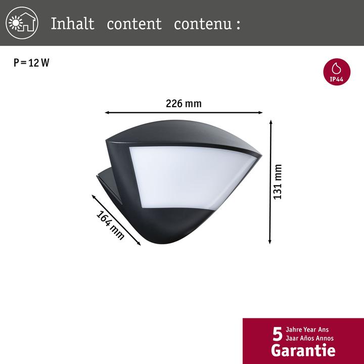 Produktbild Paulmann Aussenwandleuchte Skyla (1050 lm, IP44)