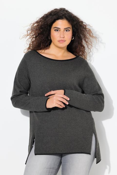 Produktbild Ulla Popken Pullover, Saumschlitze, U-Boot-Ausschnitt, Langarm (42, 44)