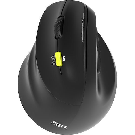 Port Designs Souris Bluetooth & 2,4Gh rechargeable ergo gaucher (Senza fili), Mouse, Nero