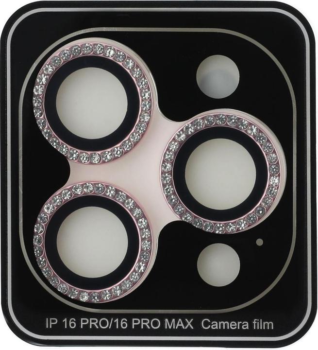 Produktbild Guess Fixed Glliter Protective Lens für Apple iPhone 16 Pro, 16 Pro Max - pink (1 Stk., Apple iPhone 16 Pro, Apple iPhone 16 Pro Max)