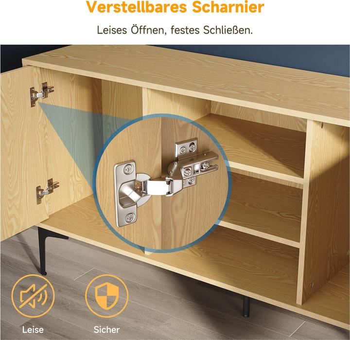 Actual product image SONNI TV-Schrank, 2-triger Fernsehtisch, 3 offene F?cher,135 x 35 x 70 cm, Originalholzfarbe