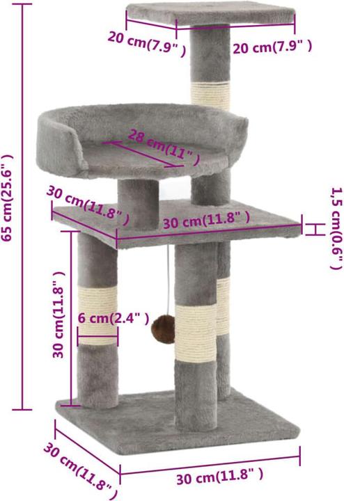 Produktbild vidaXL Kratzbaum (65 cm, Grau)