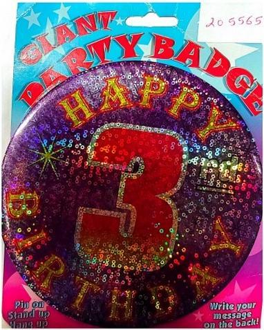 Produktbild Generic Giant PartyButton 3 Geburtstag