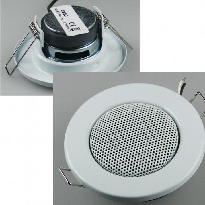 Produktbild König Design Decken Einbaulautsprecher "Mini" Halogen Look, 8cm Ø, 6cm Einbau, weiss (1 Stk.)