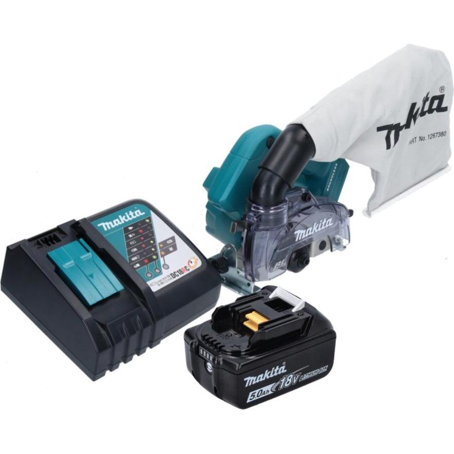Thumbnail - Makita, Schleifmaschine + Poliermaschine, DCC 500 RT1 Akku Diamantschneider 18 V 125 mm Brushless + 1x Akku 5,0 Ah + Lad...