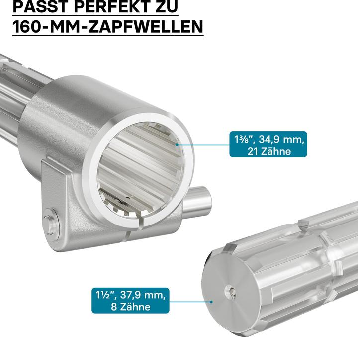 Actual product image Wiltec Adaptor Sleeve for PTO Shaft 165 mm with 1 3/8" 21N Spline Housing, 8-32x38x6 Output Shaft Trac (Tractor accessories)