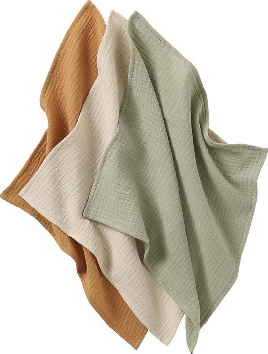 Image du produit Vertbaudet Bio-Kollektion: 3er-Pack einfarbige Baby Wickeltücher aus Musselin (40 cm, 40 cm)