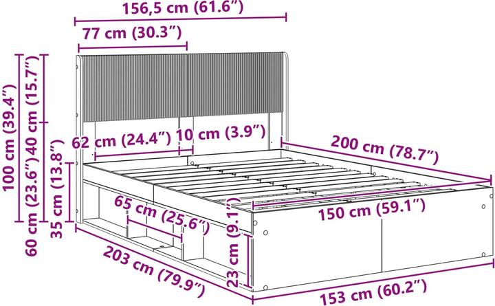 Produktbild vidaXL Bettrahmen (150 x 200 cm)