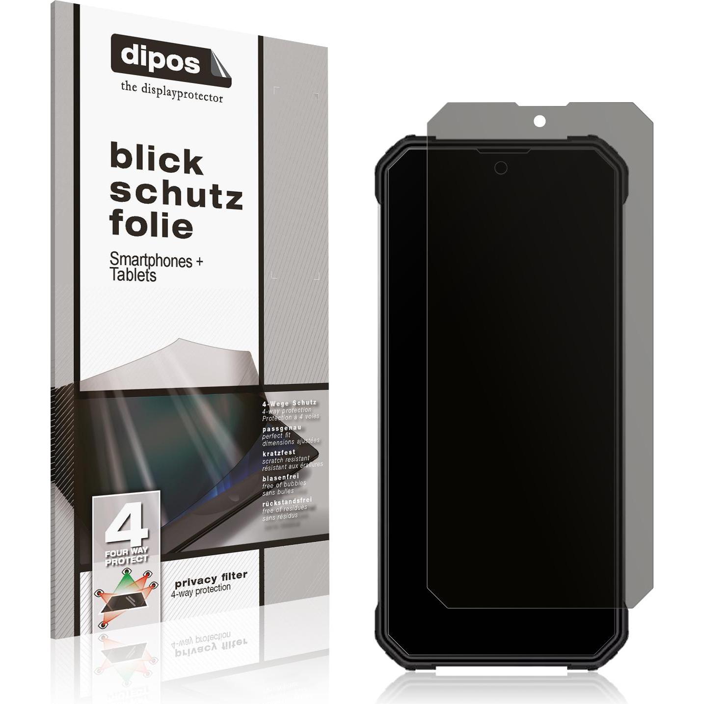Dipos Blickschutzfolie 4-Way Privacy (1 Stück, Oukitel WP26), Smartphone Schutzfolie, Transparent