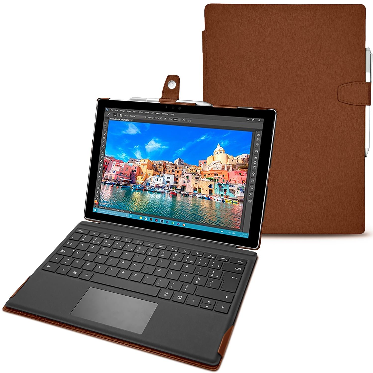 Noreve Lederschutzhülle (Microsoft Surface Pro 4), Tablet Hülle, Braun