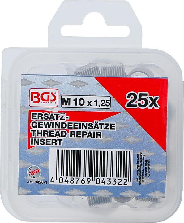 Image du produit BGS Inserts taraudés M10 x 1,25 mm 25 pièces