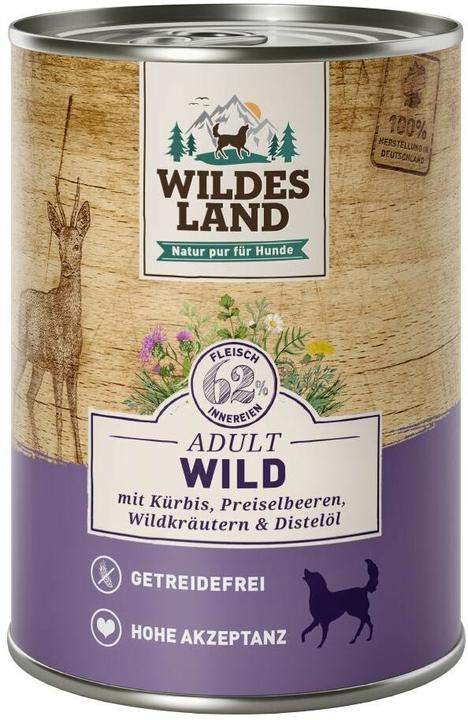 Actual product image Wildes Land Nassfutter Wild mit Kürbis & Preiselbeeren 400 g (Adult, 1 pcs., 451 g)